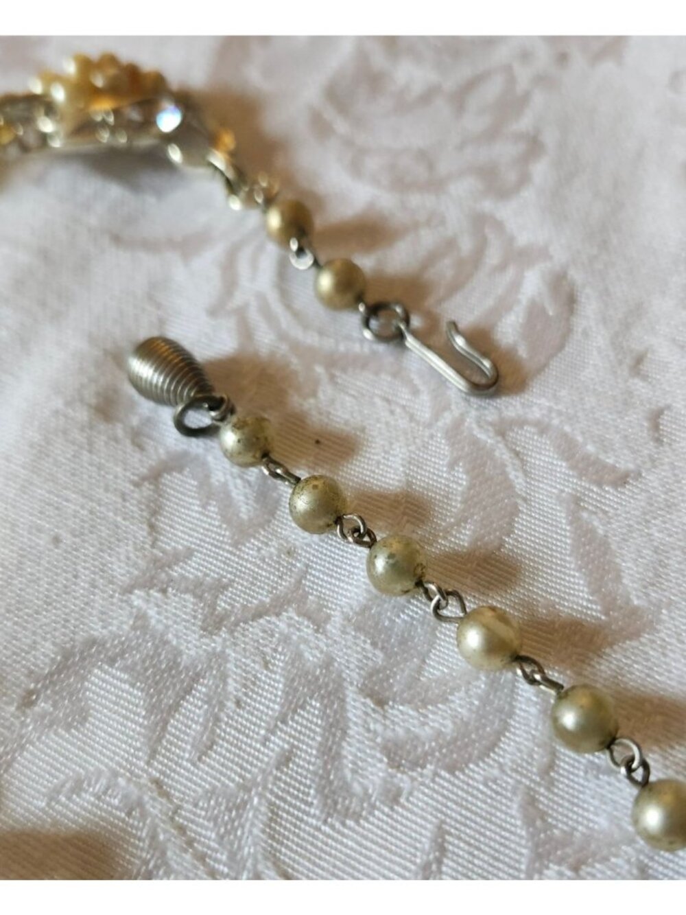 Faux Pearl & Rhinestone Cluster Necklace By Star Vine Design Grapes Leaves MCM V - Picture 7 of 8